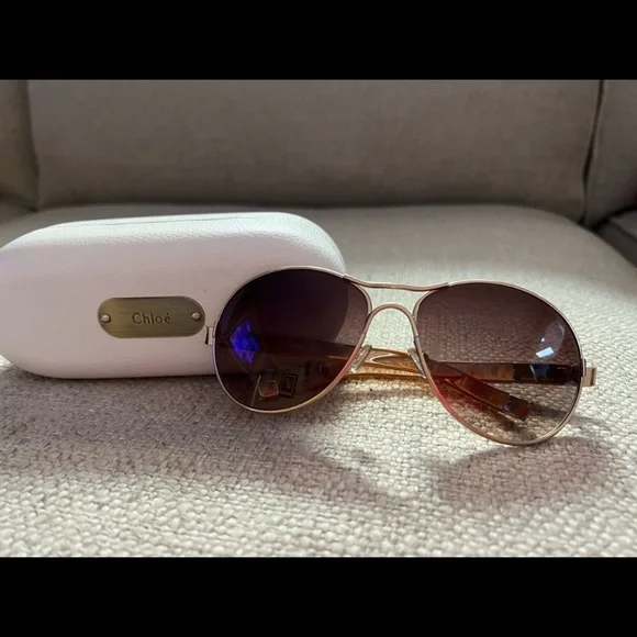 *Authentic* Cute Chloe Aviator Sunglasses. No scratches or fade outs.? Chloe Gradient Aviator Metal Sunglasses | Neiman Marcus main image 2